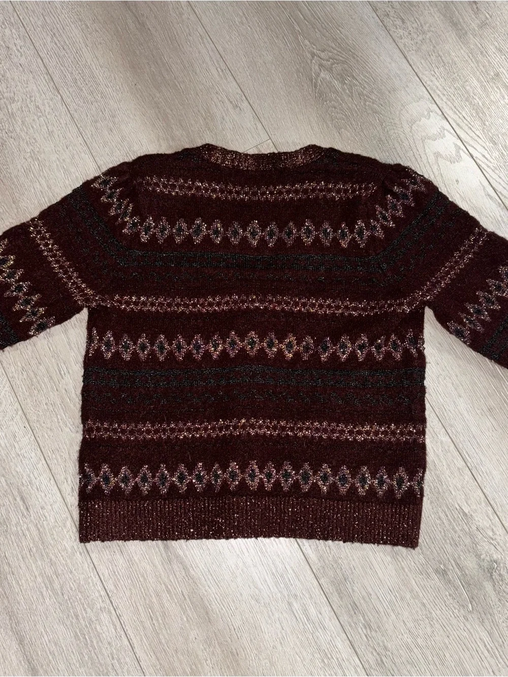 ZARA Maroon Grandpacore Boho CARDIGAN V NECK SHORT SLEEVE SIZE Small knit - Picture 4 of 4